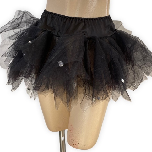 Burlesque Gothic Black Tutu Style Tulle Mini Skirt S-M - Picture 2 of 4